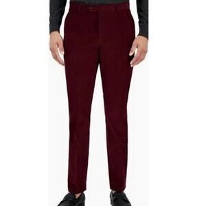 Tommy Hilfiger Men's Burgundy Corduroy Dress Pants Modern Fit 36Wx34L NWT